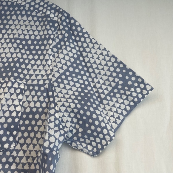 Ted Baker Short Sleeve Button Down Dress Shirt Blue White Men’s Size 4 Dry Clean - Picture 13 of 16